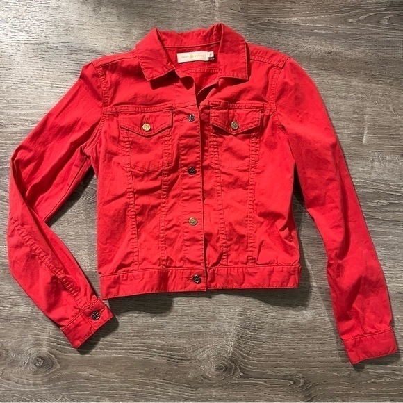 Tory Burch Hot Pink Denim Jacket Size Small - Picture 1 of 7